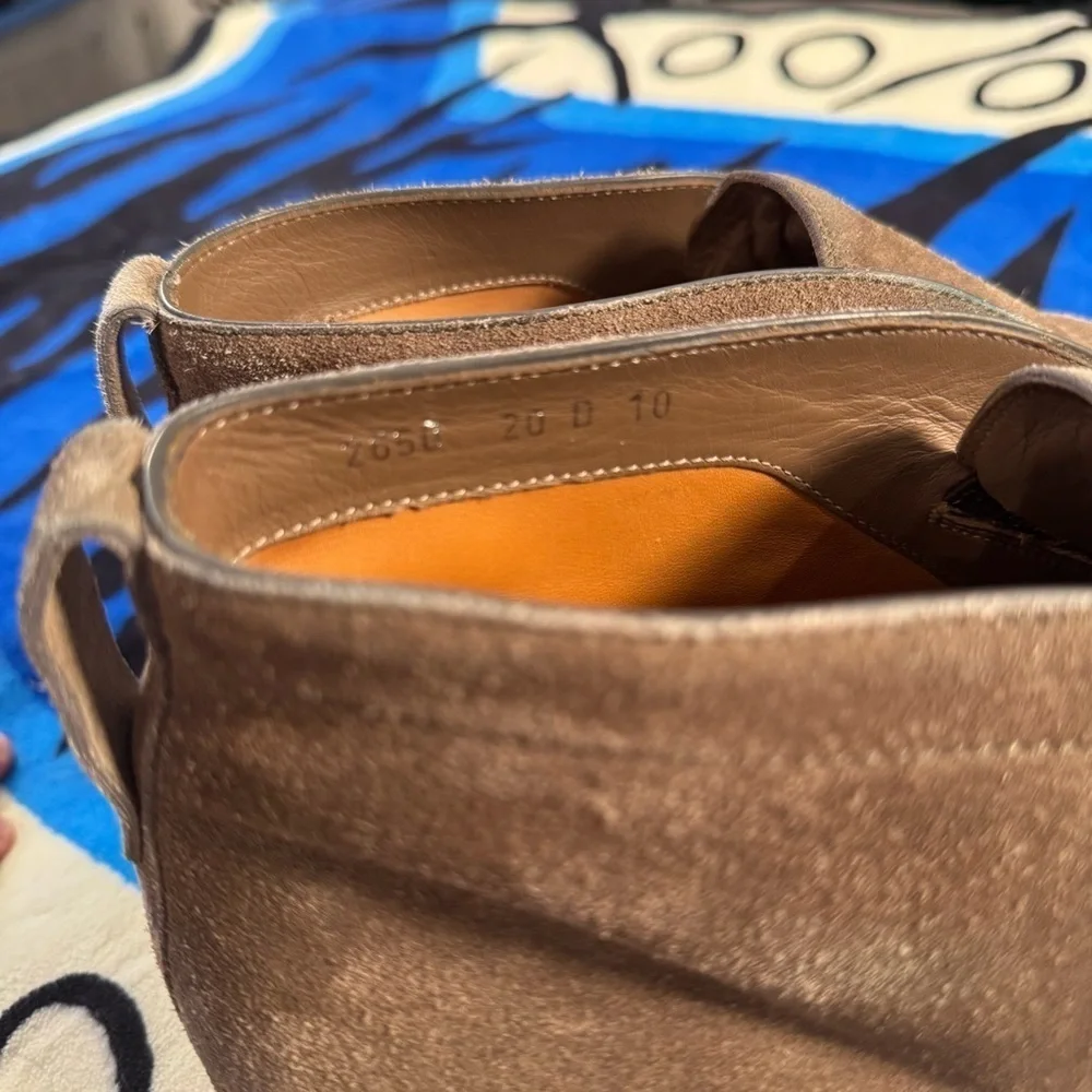 Santoni Brown Suede Chukka Slip-On Boots with Tan Soles